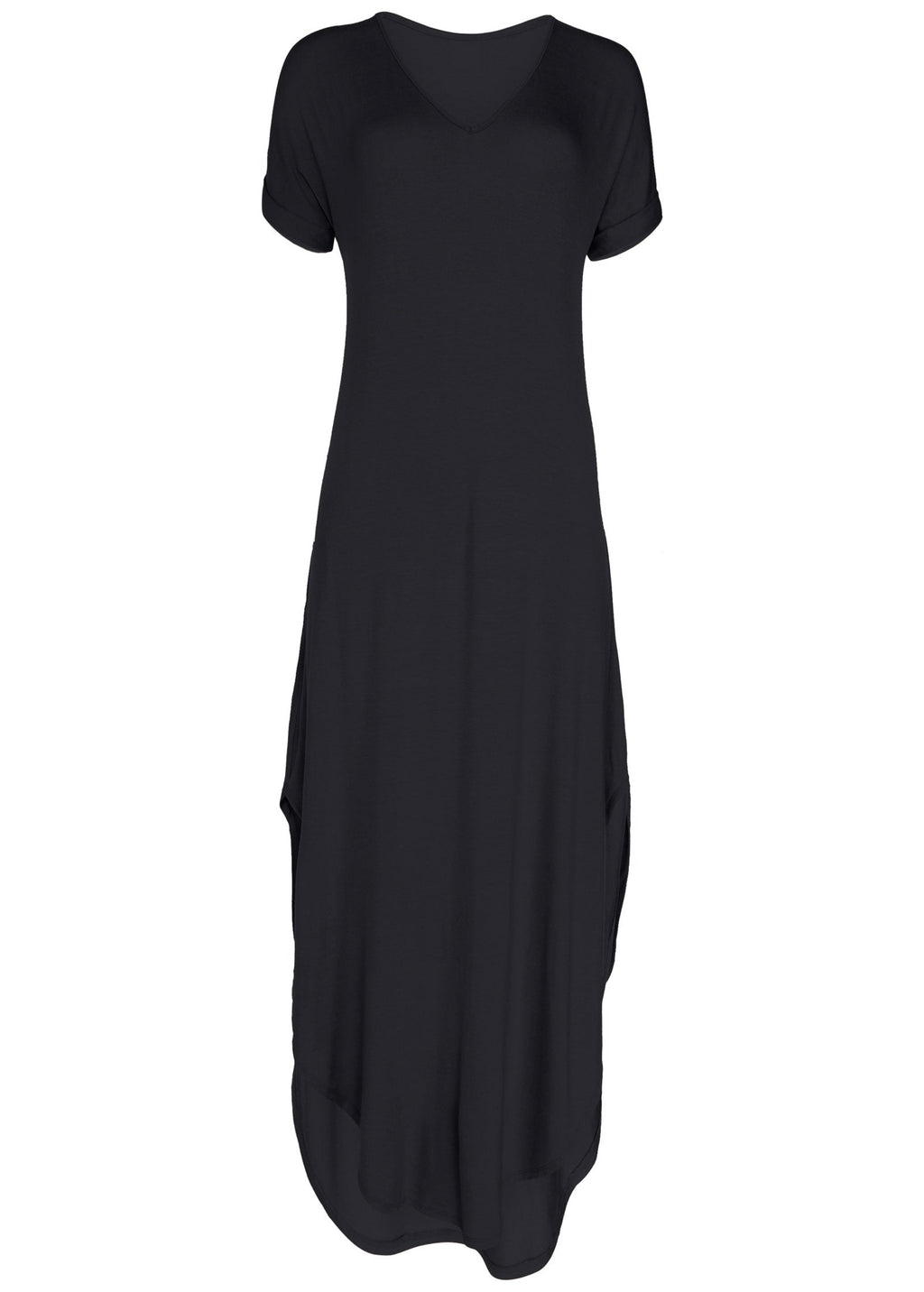 Casual T-Shirt Maxi Dress - Black