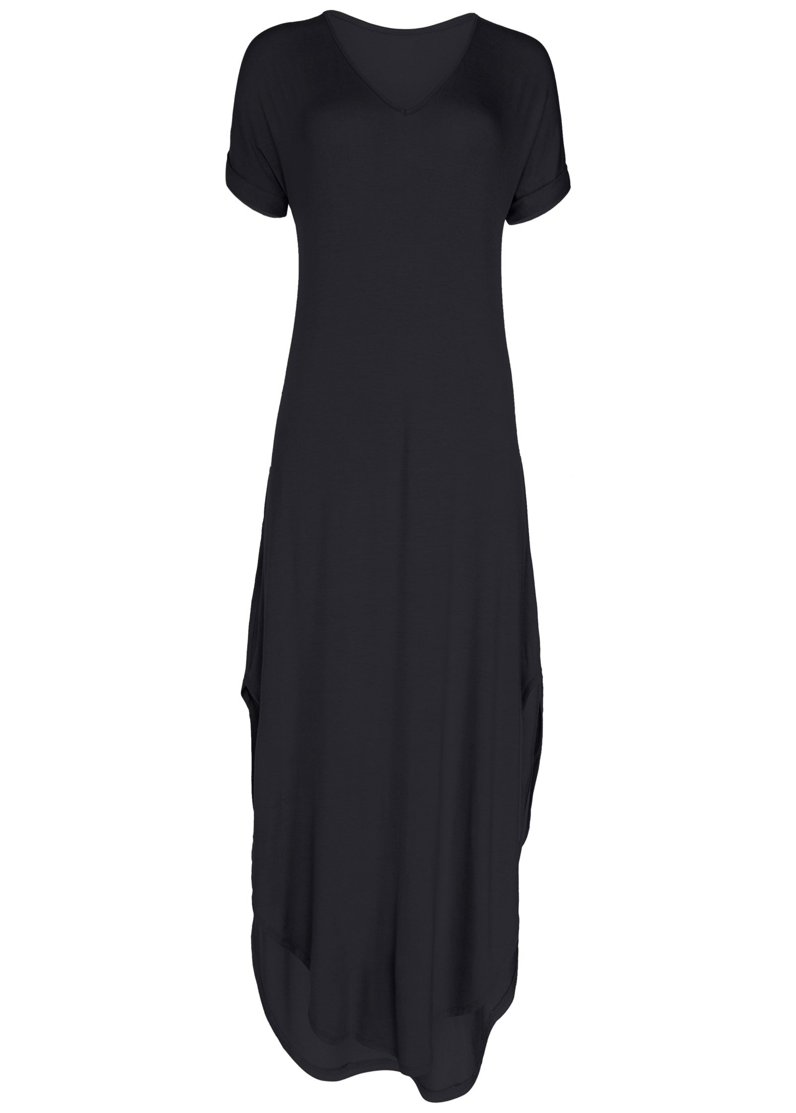 Casual T-Shirt Maxi Dress - Black