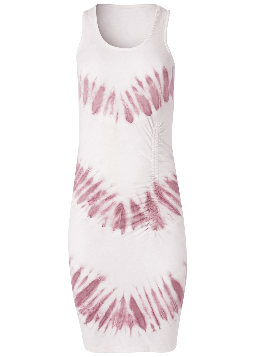 Tie Dye Ruched Lounge Dress - White & Purple