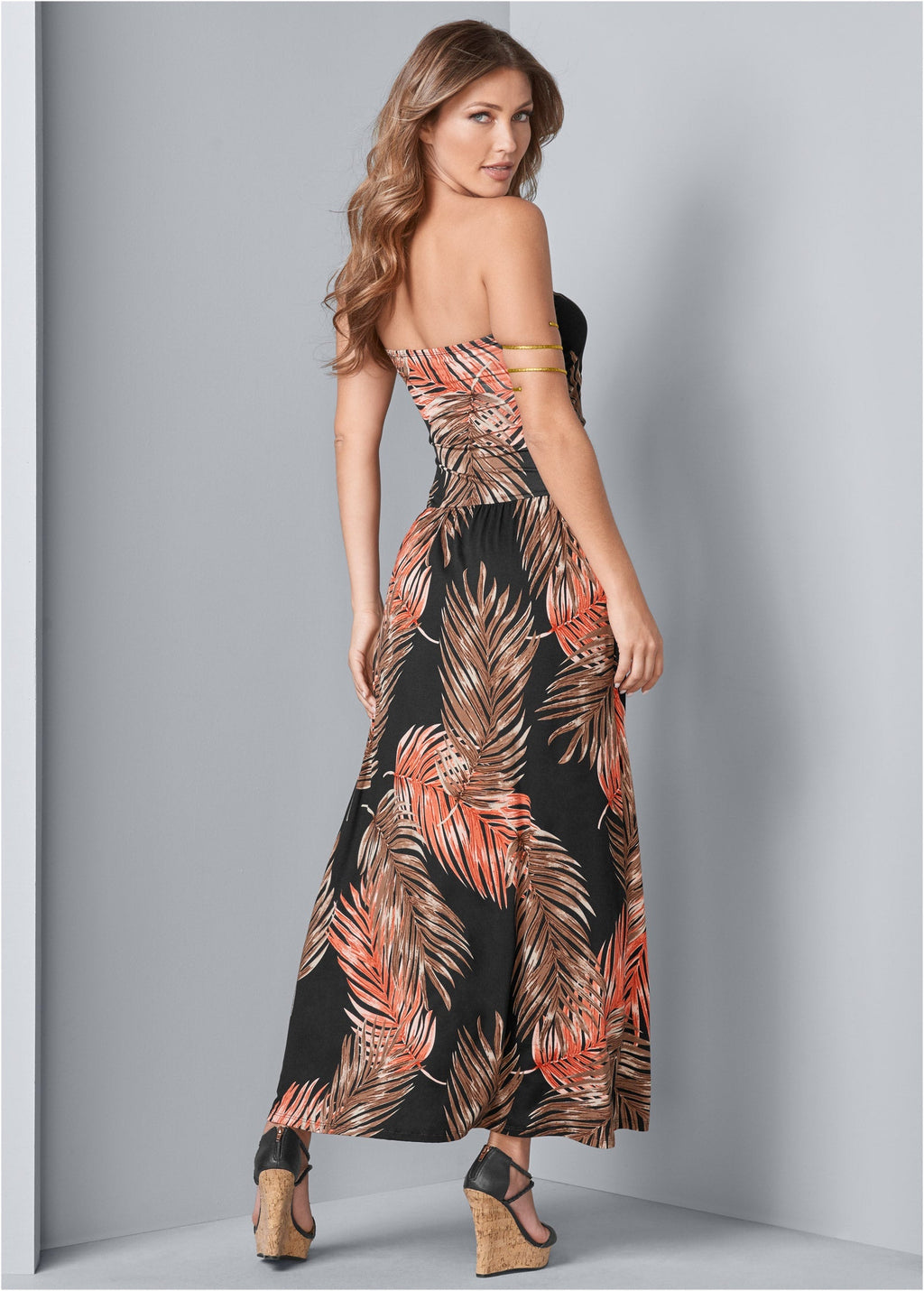 Strapless Maxi Dress - Black Multi