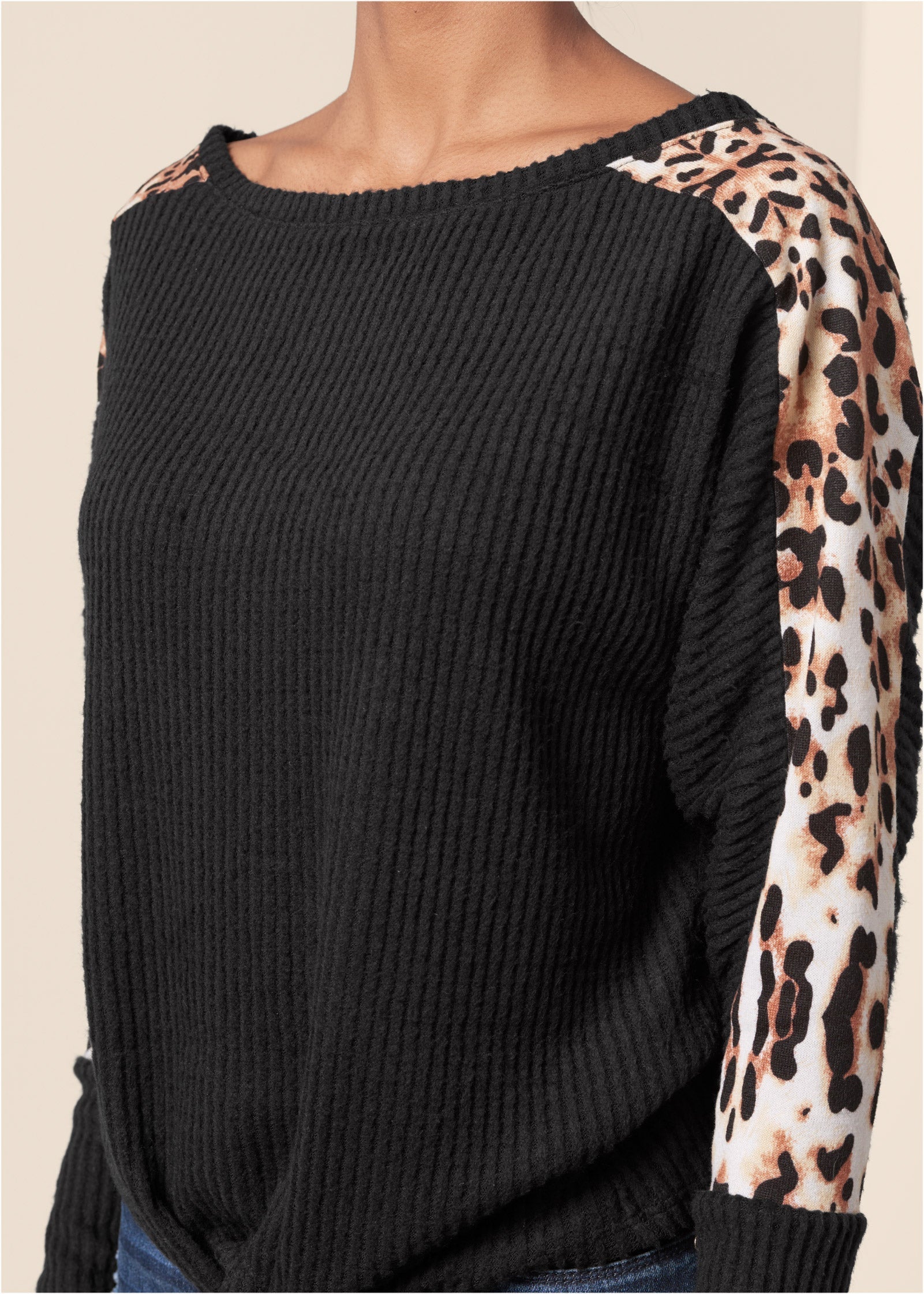 Print Stripe Lounge Top - Black Multi