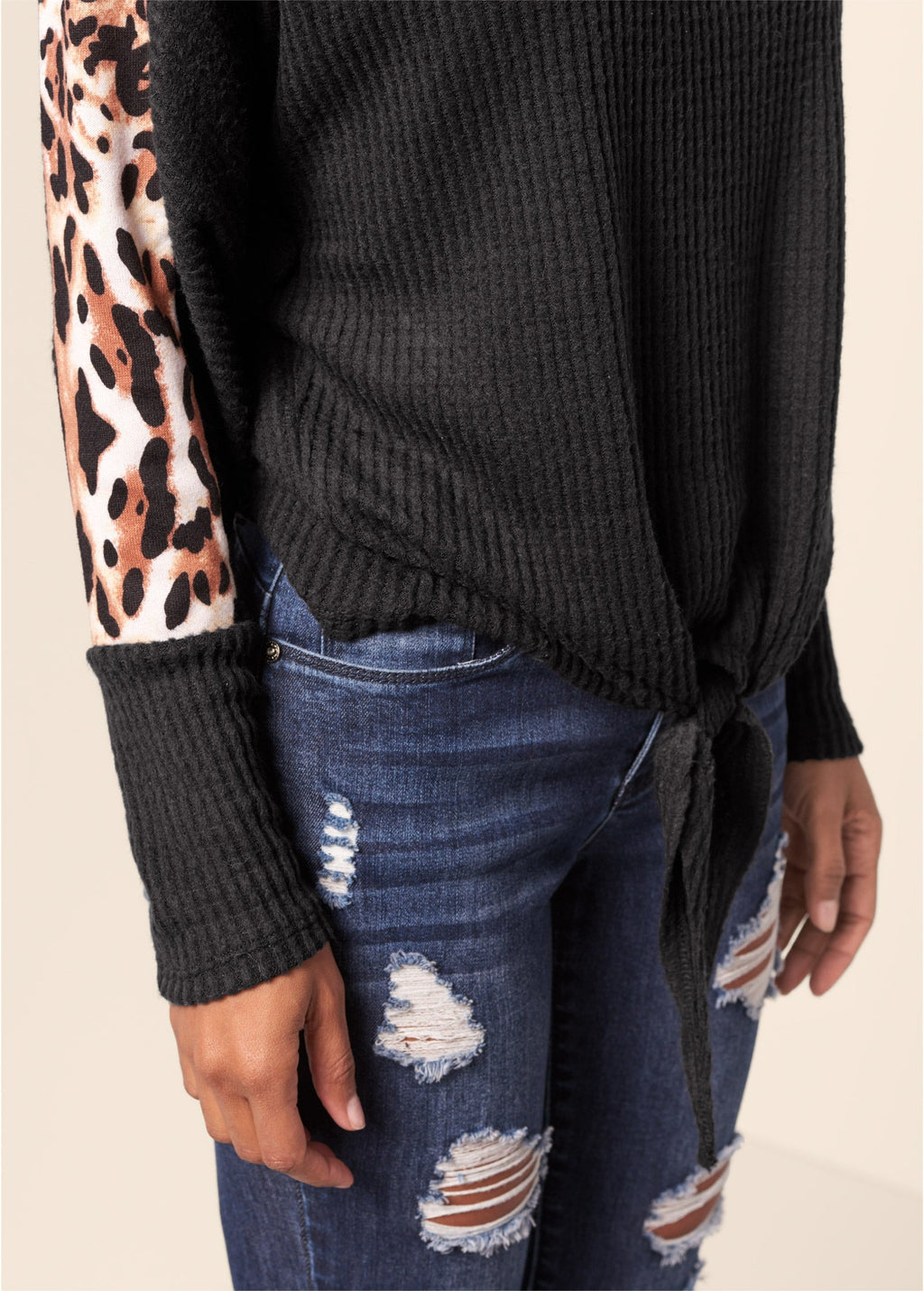 Print Stripe Lounge Top - Black Multi