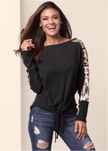 Print Stripe Lounge Top - Black Multi