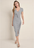 Brushed Knit Lounge Dress - Heather Grey
