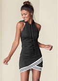 Hooded Detail Dress - Black Multi