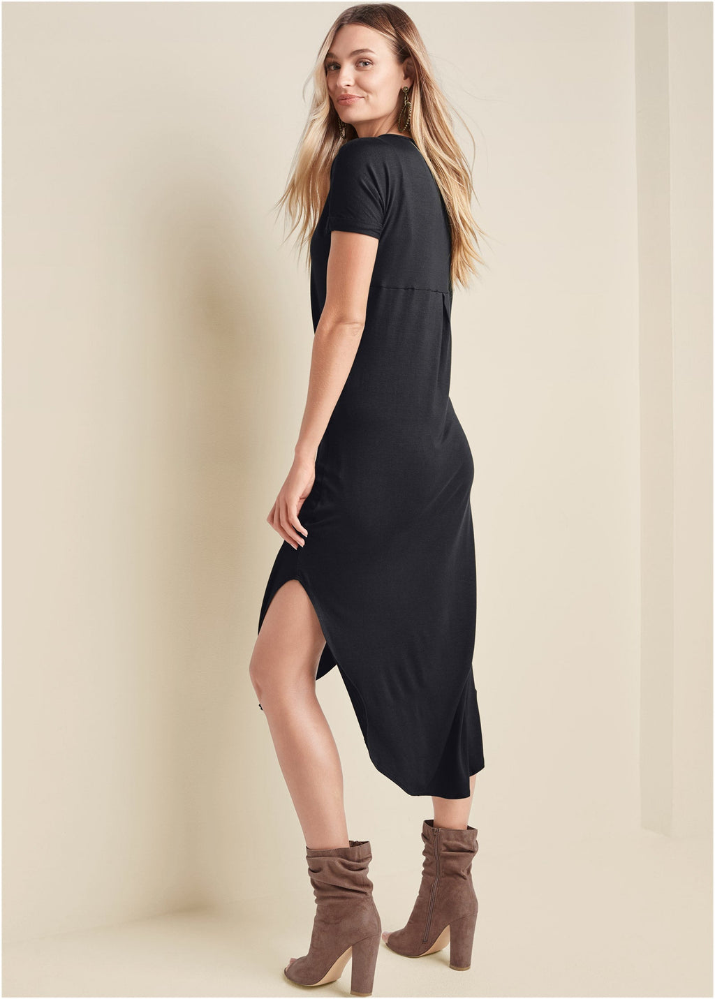 Casual T-Shirt Maxi Dress - Black