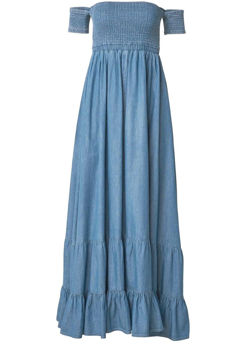 Off-The-Shoulder Maxi Dress - Medium Wash