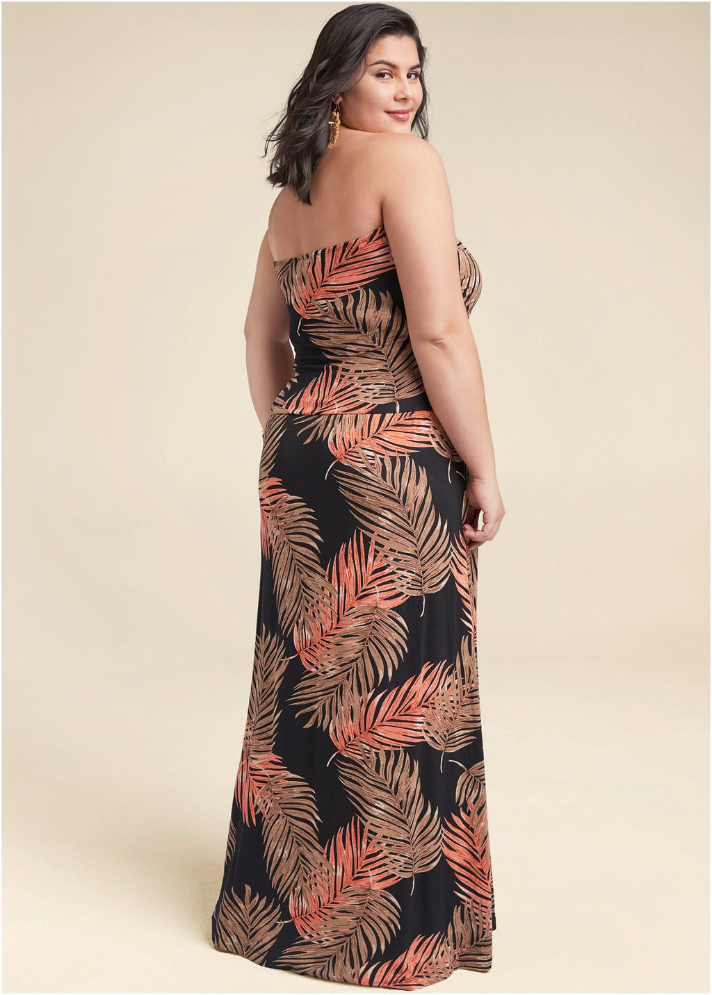 Strapless Maxi Dress - Black Multi