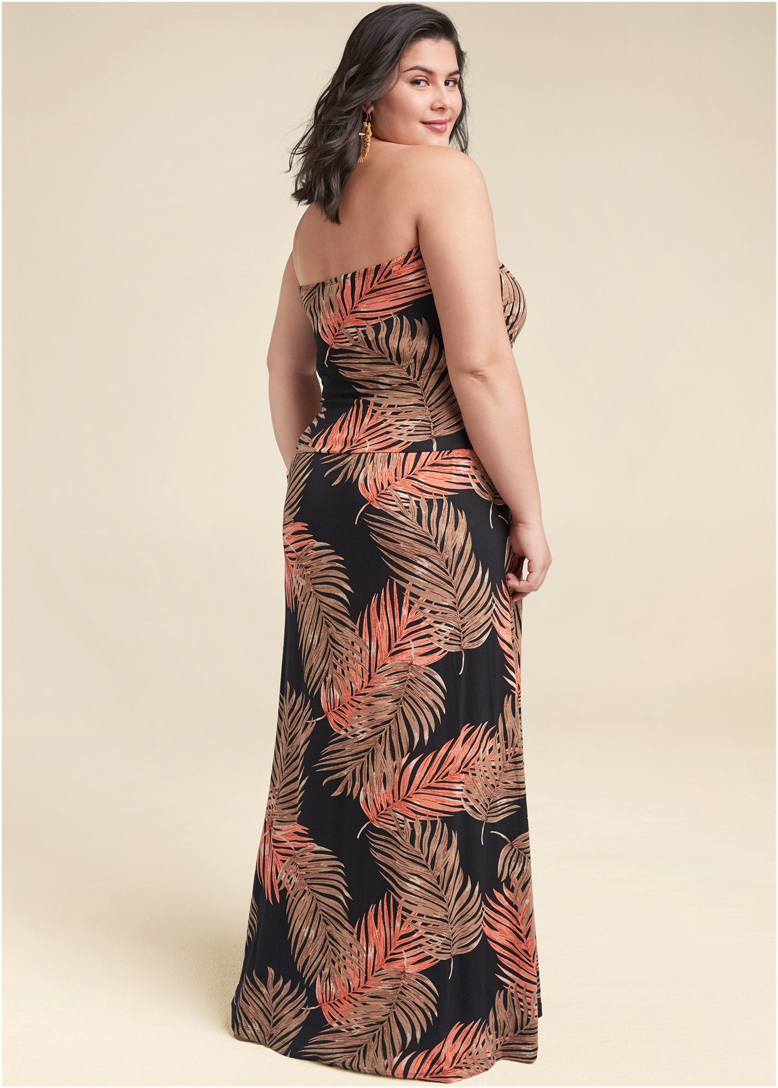 Strapless Maxi Dress - Black Multi