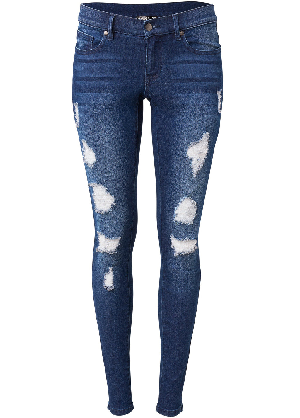Ripped Skinny Jeans - Dark Wash