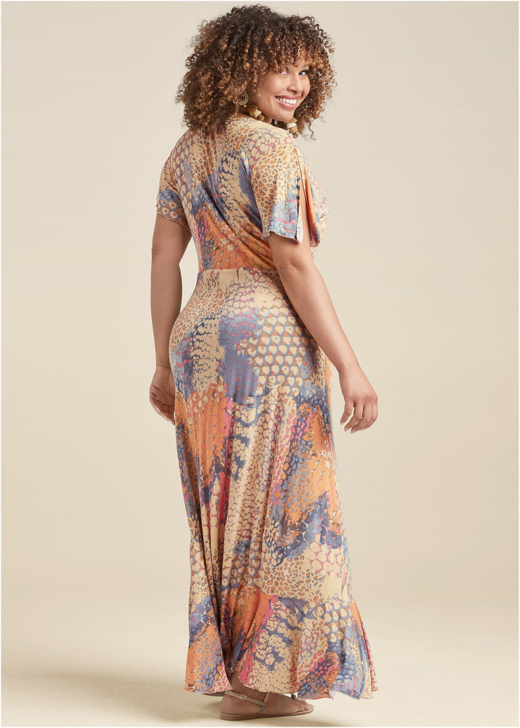 Wrap Maxi Dress - Orange Multi