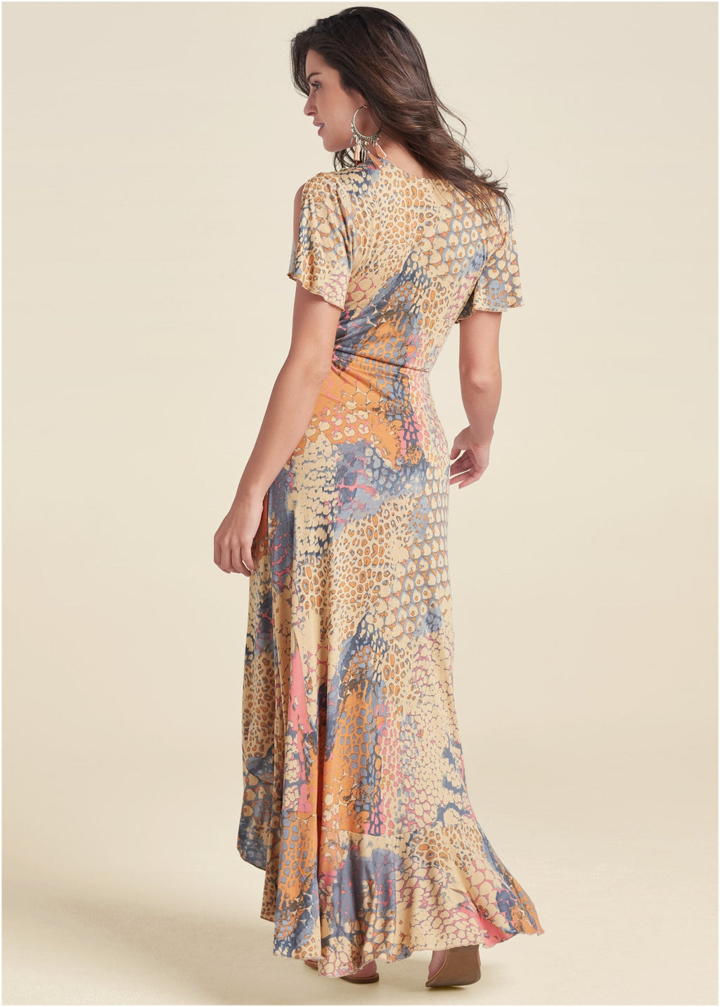 Wrap Maxi Dress - Orange Multi