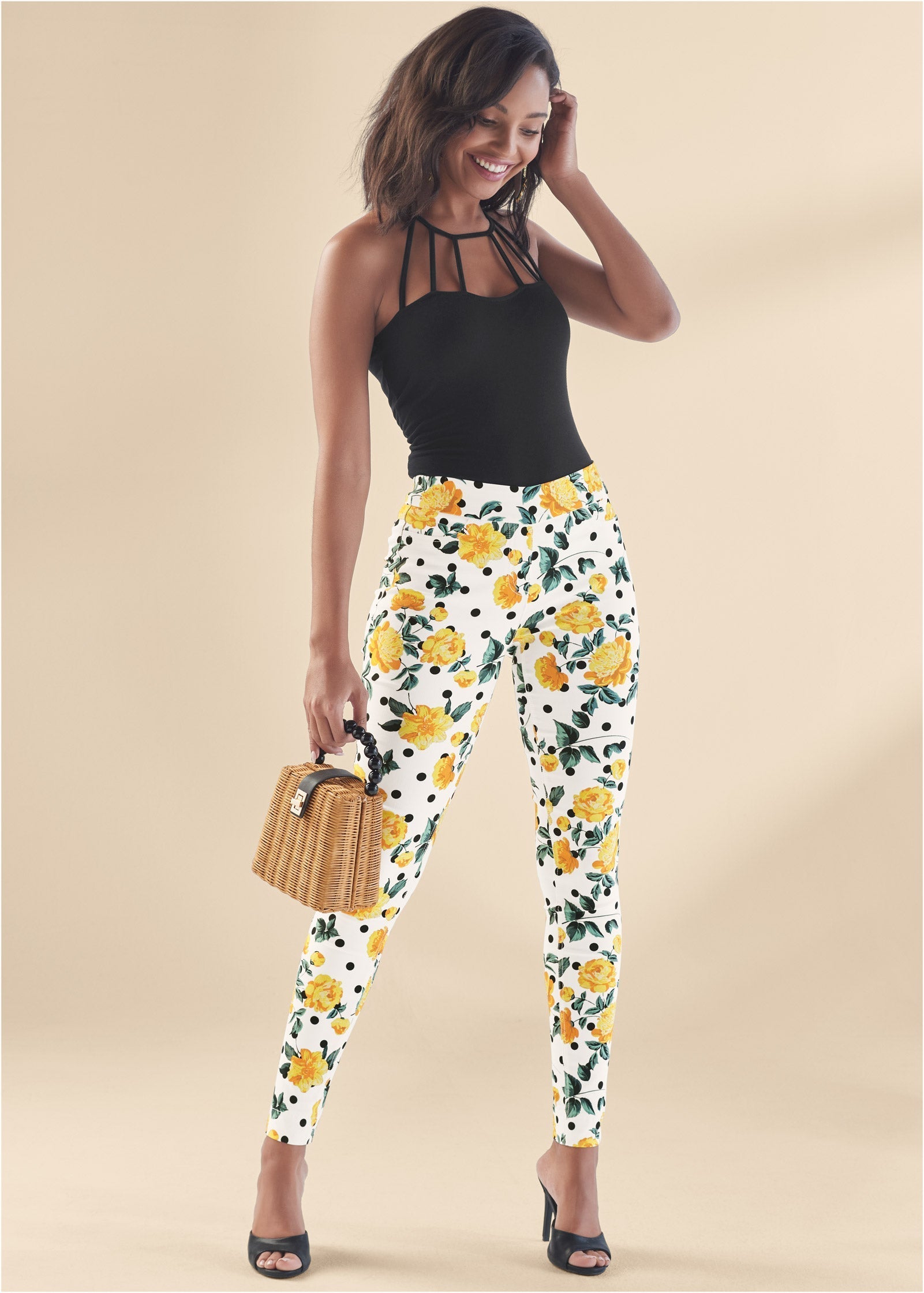 Slimming Stretch Jeggings - White Multi