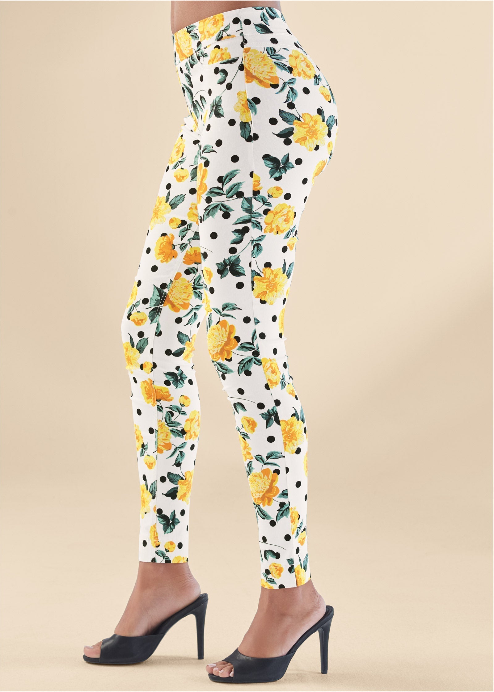 Slimming Stretch Jeggings - White Multi