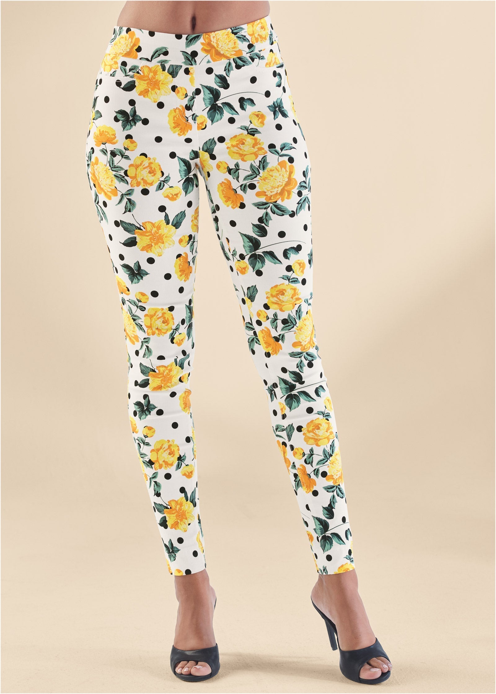 Slimming Stretch Jeggings - White Multi