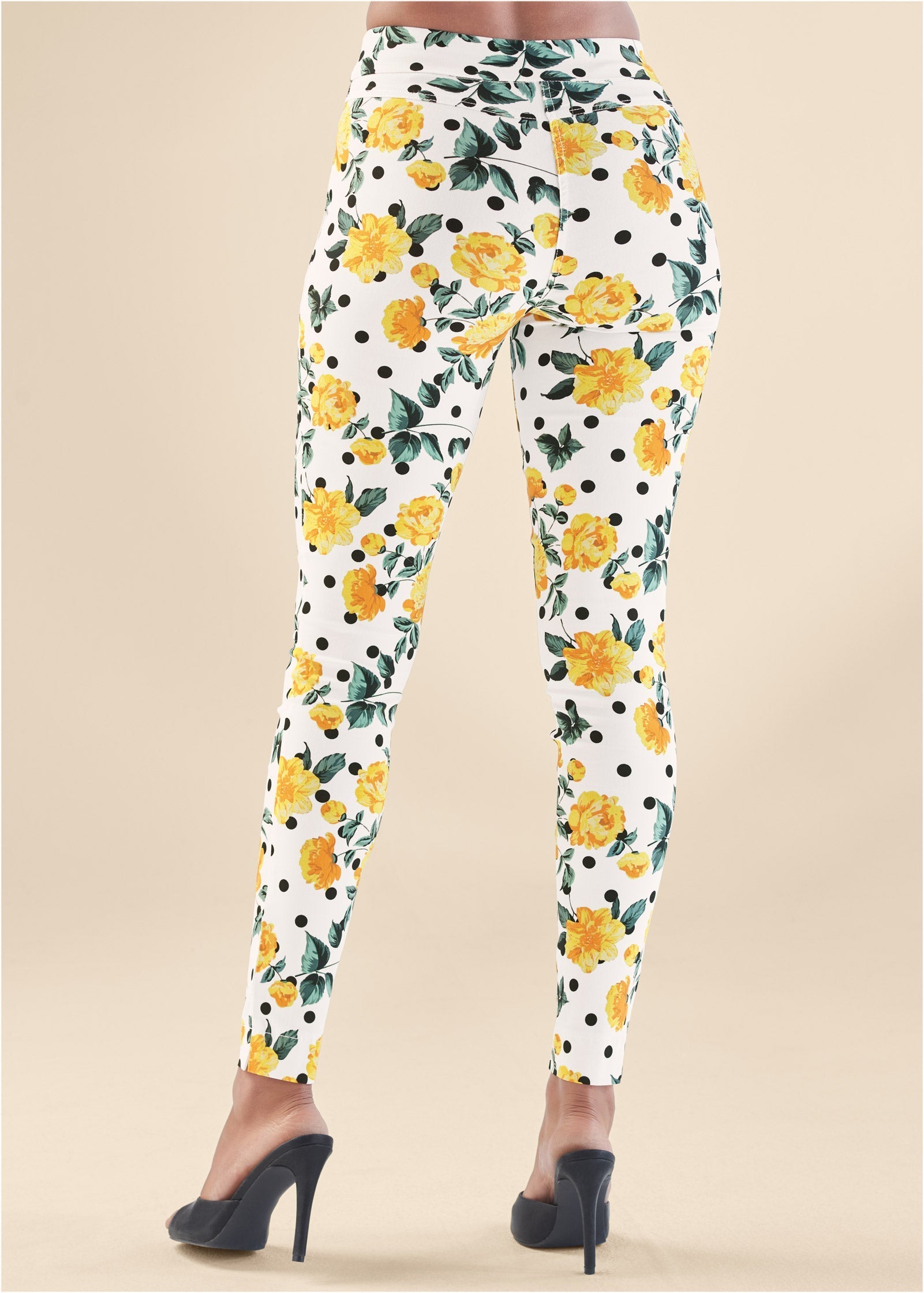 Slimming Stretch Jeggings - White Multi