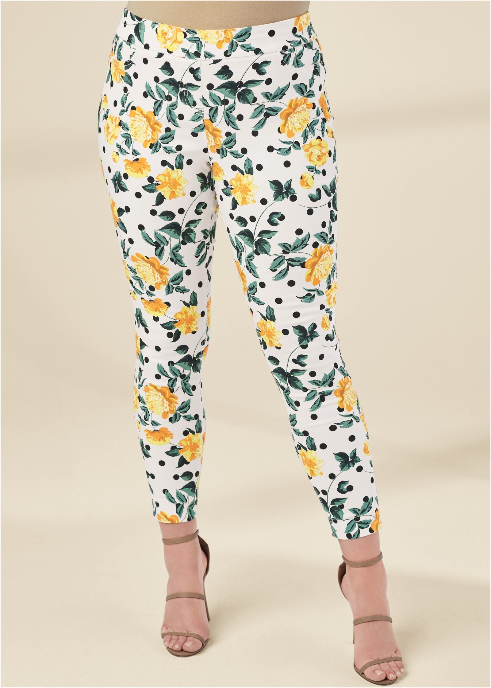 Slimming Stretch Jeggings - White Multi