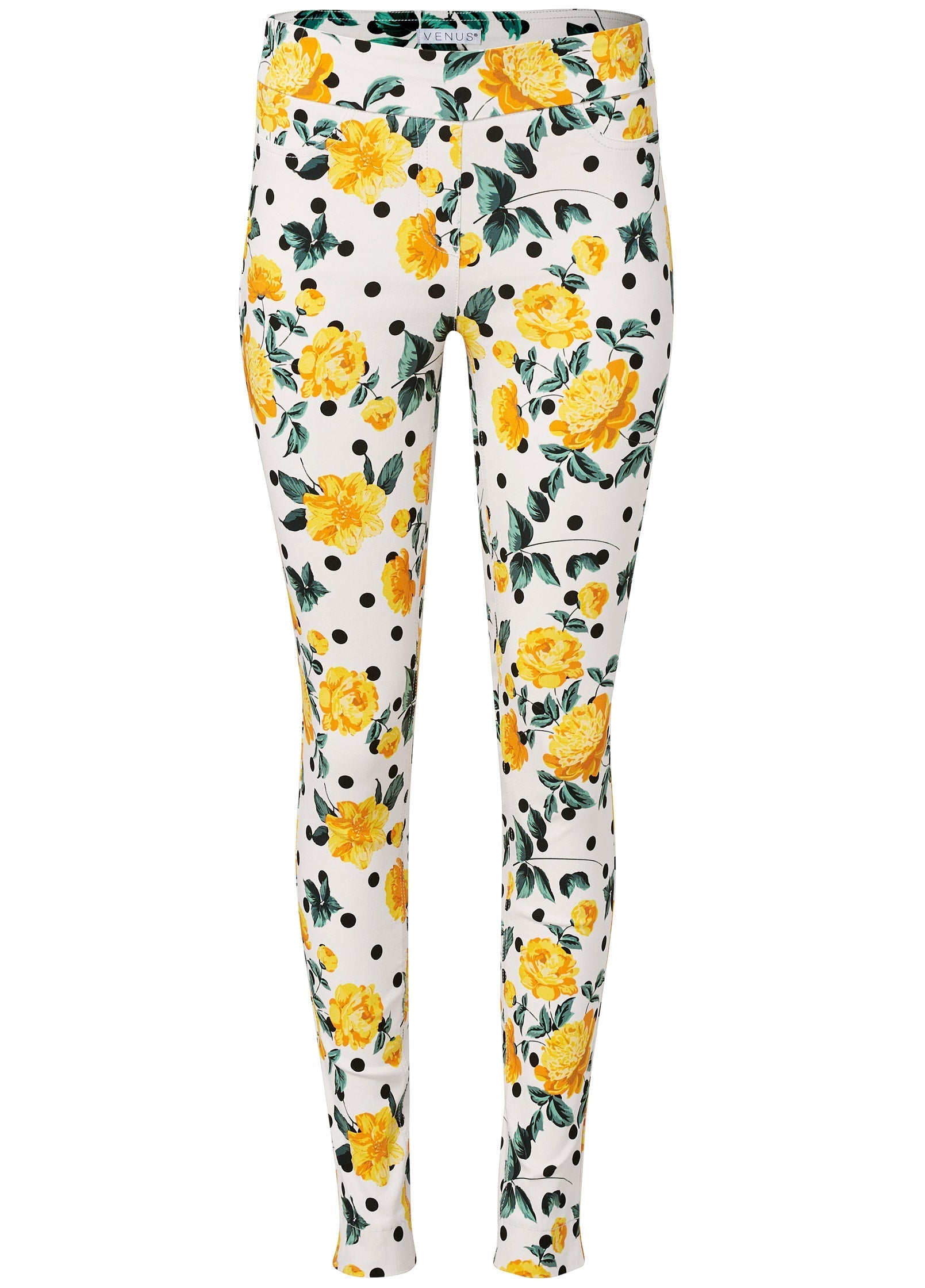 Slimming Stretch Jeggings - White Multi