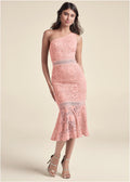 One-Shoulder Lace Dress - Blush