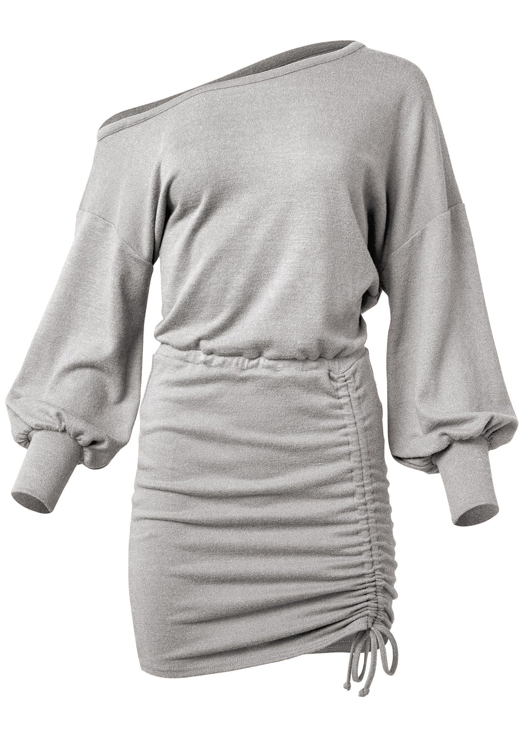 Cozy Hacci Ruched Dress - Heather Grey
