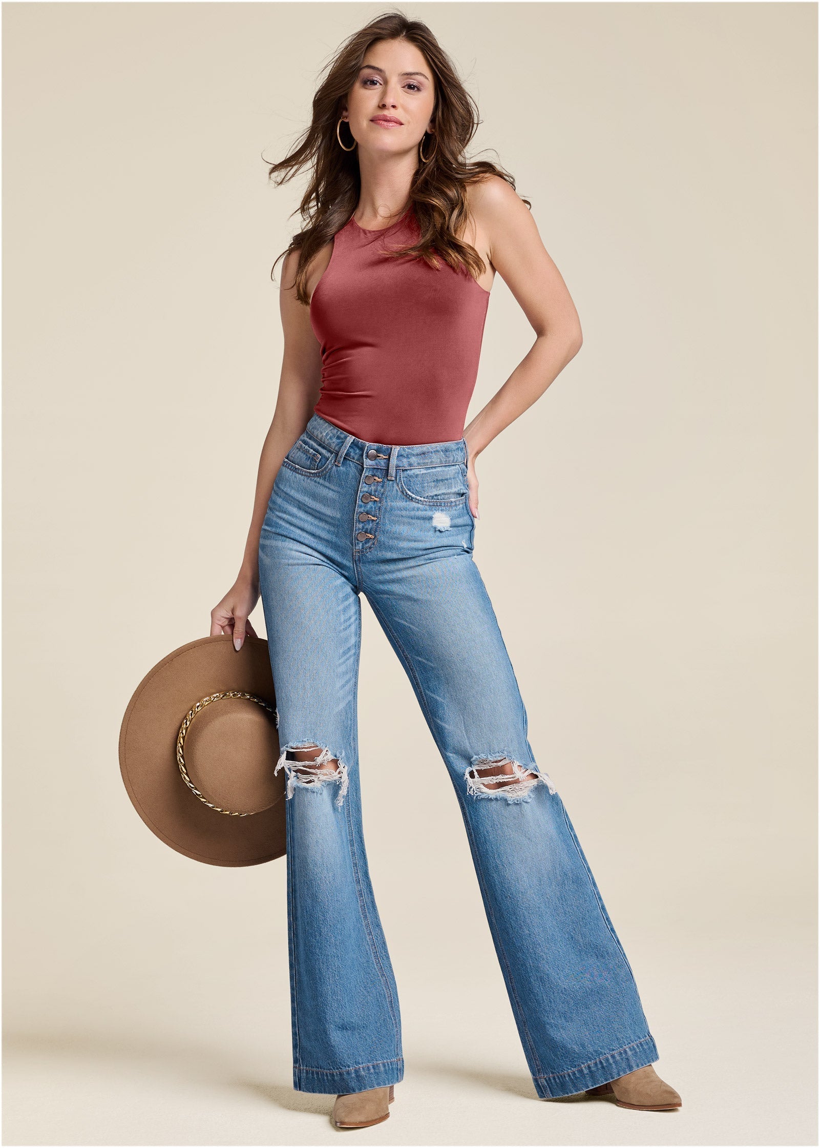 Chain Detail Fedora - Light Brown