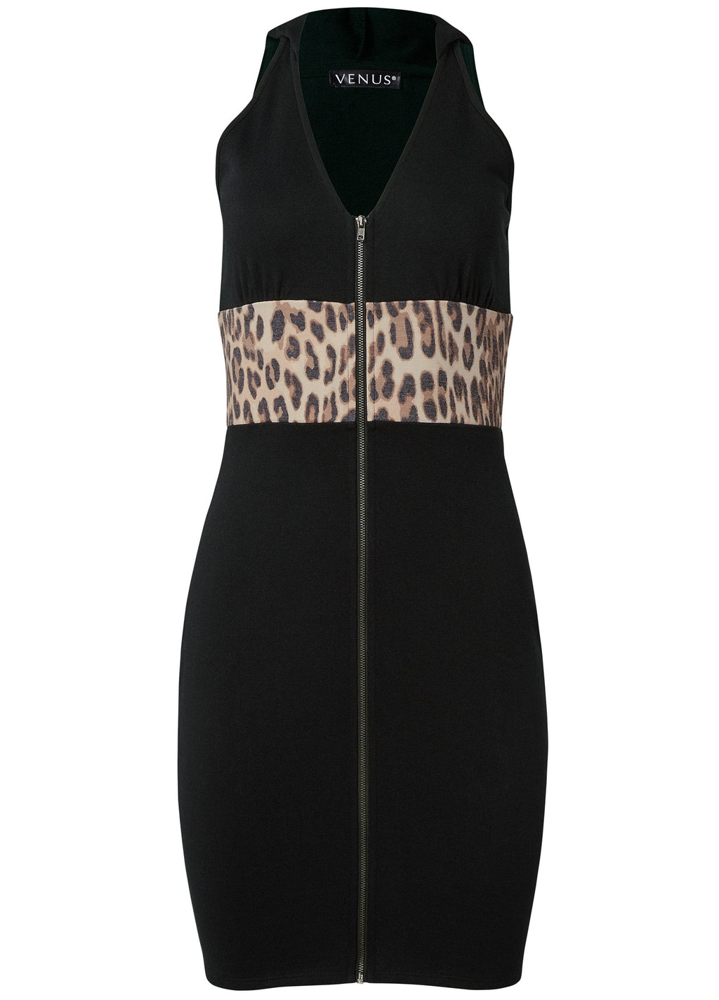 Sand Dune Cheetah Hooded Dress - Black Multi