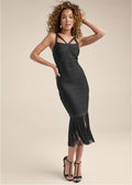 Fringe Bandage Dress  - Black