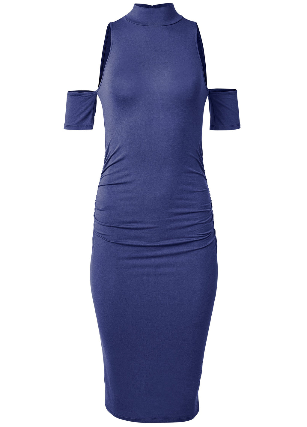 Cold-Shoulder Midi Dress  - Skipper Blue