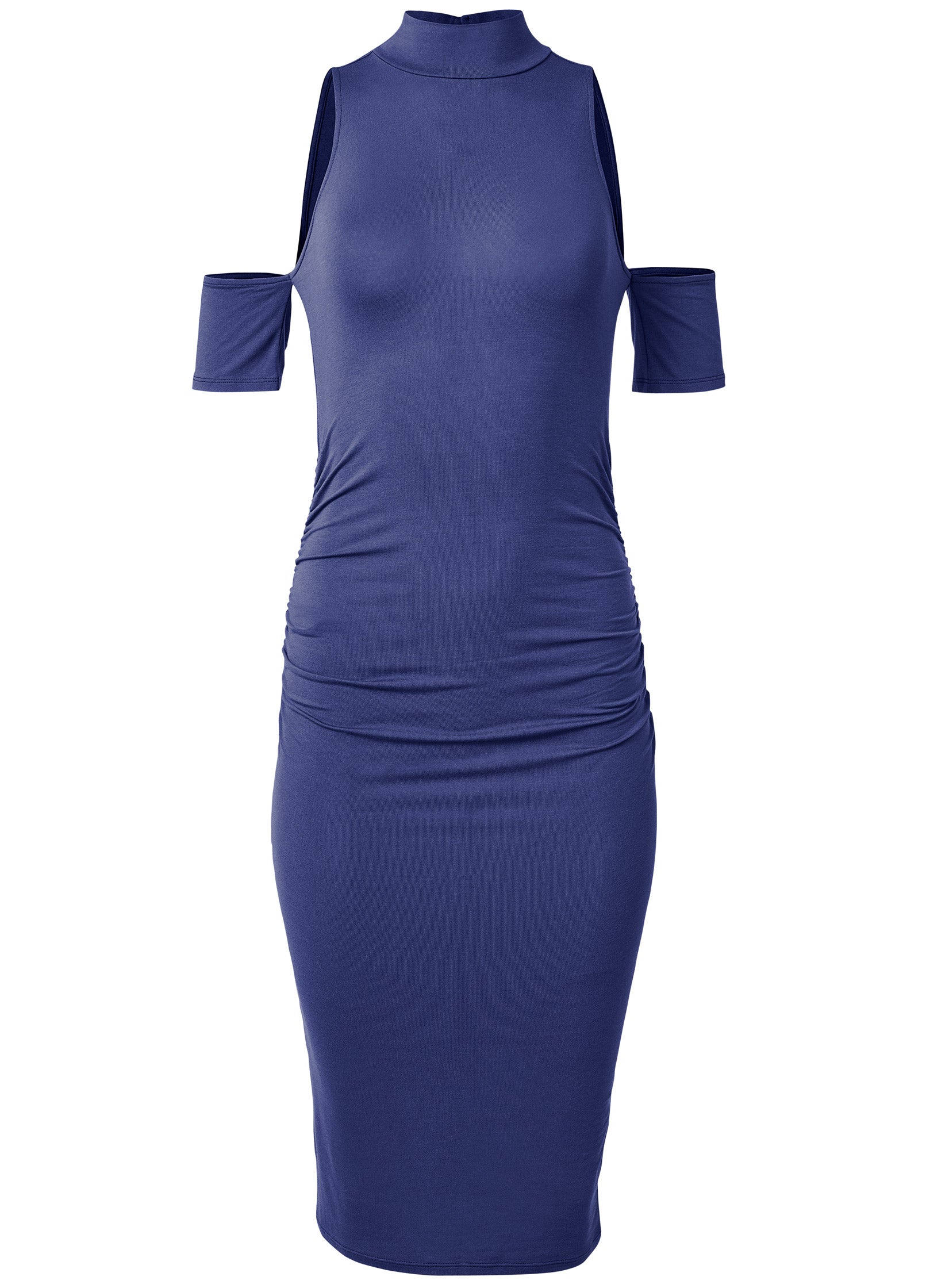 Cold-Shoulder Midi Dress  - Skipper Blue