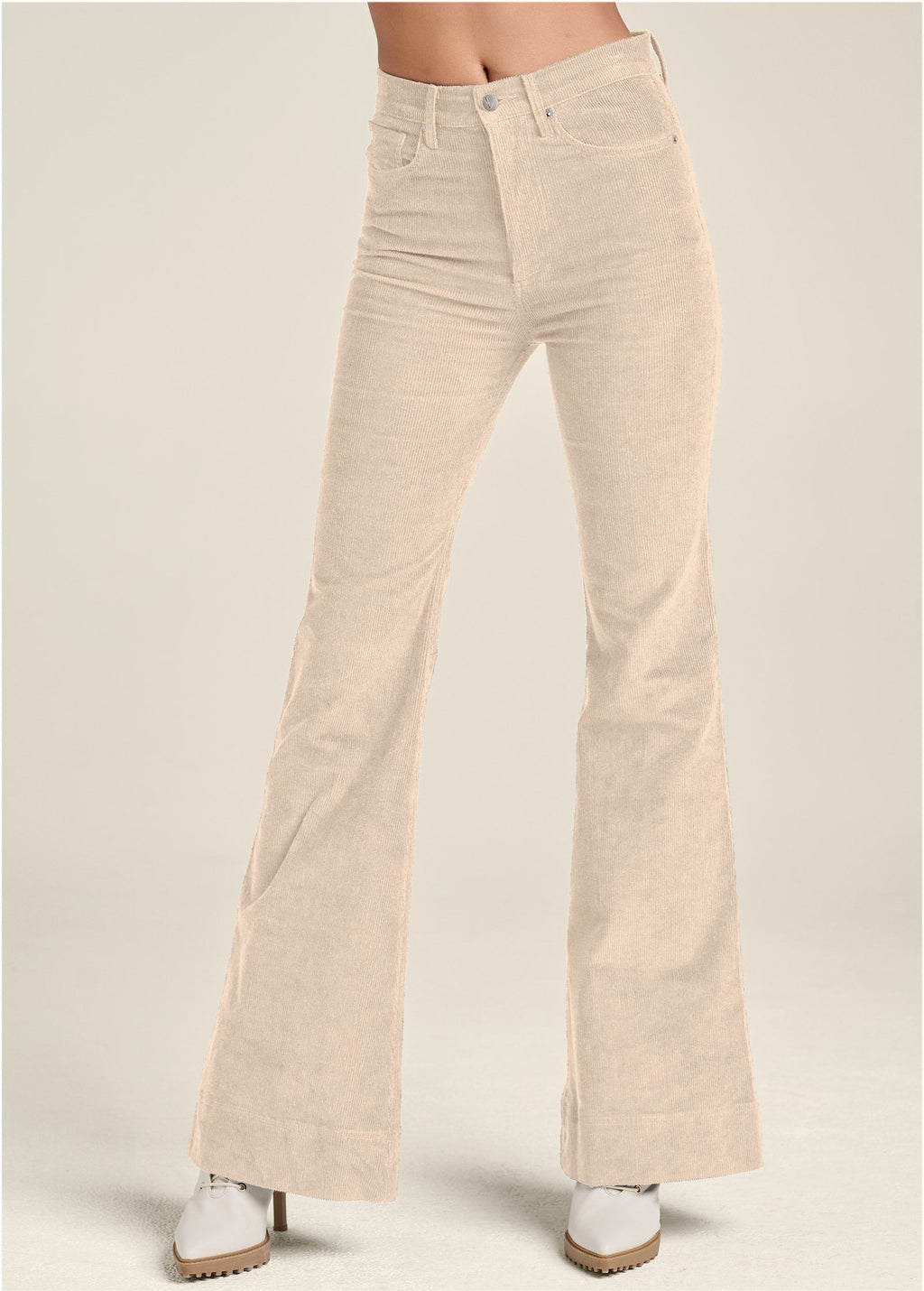 Corduroy Flared Pants - Cream