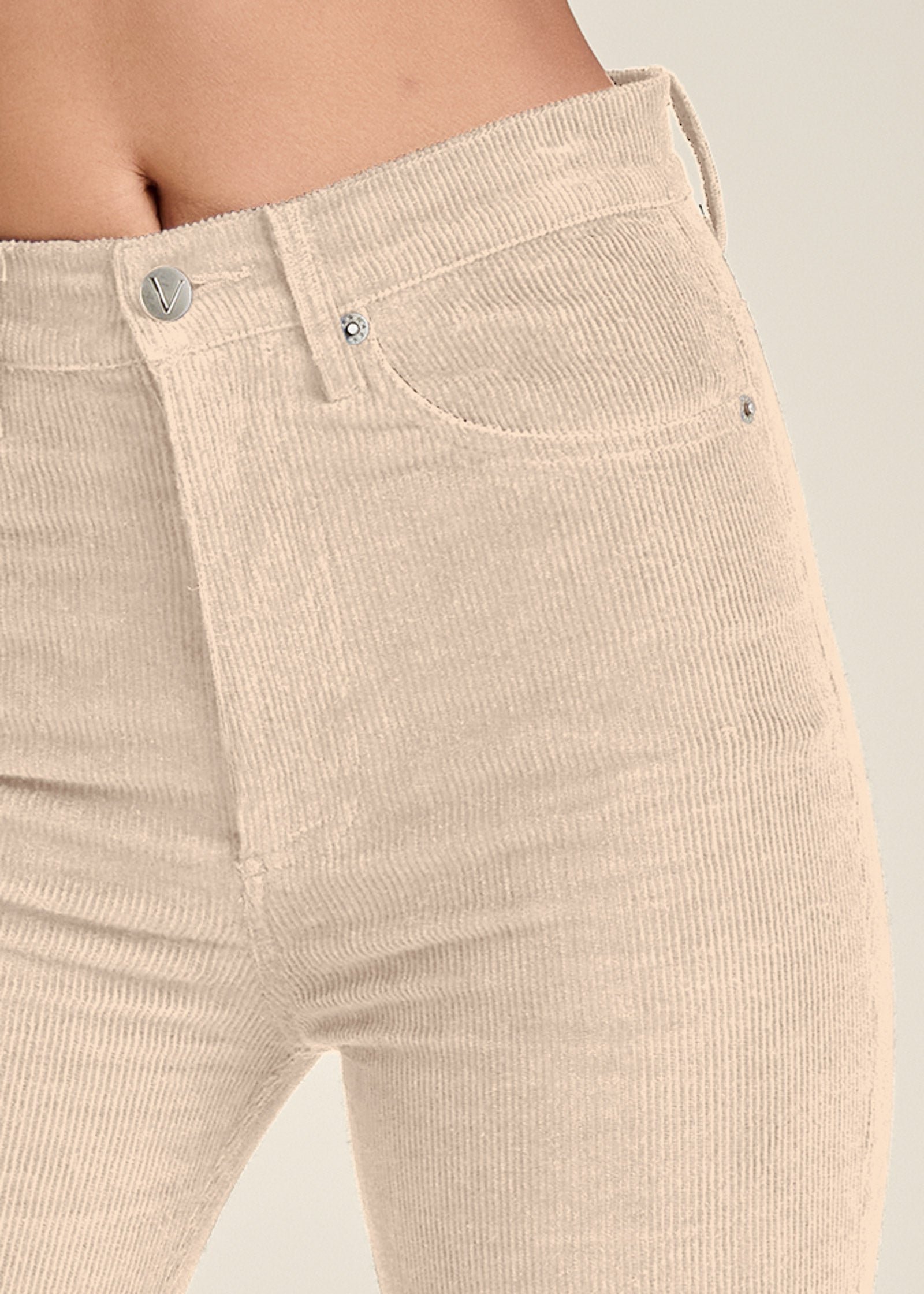 Corduroy Flared Pants - Cream