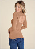 Back Cut-Out Casual Top - Camel
