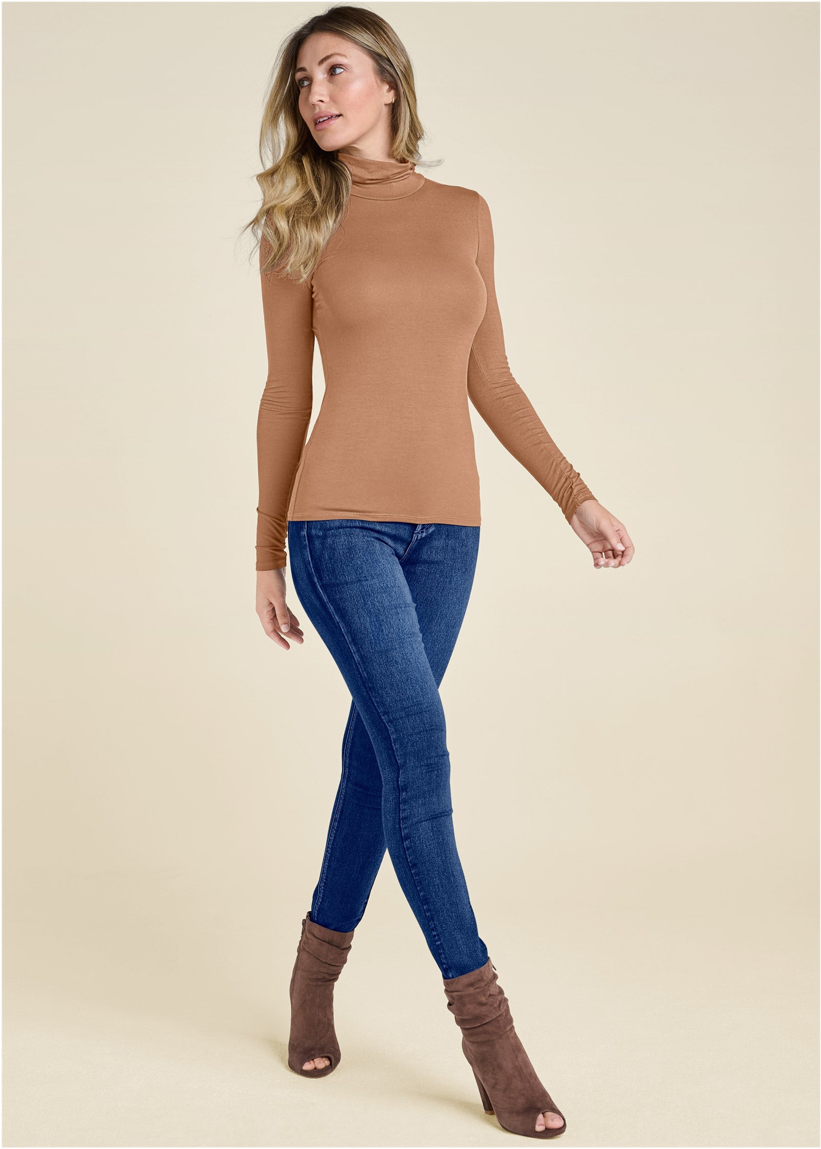 Back Cut-Out Casual Top - Camel
