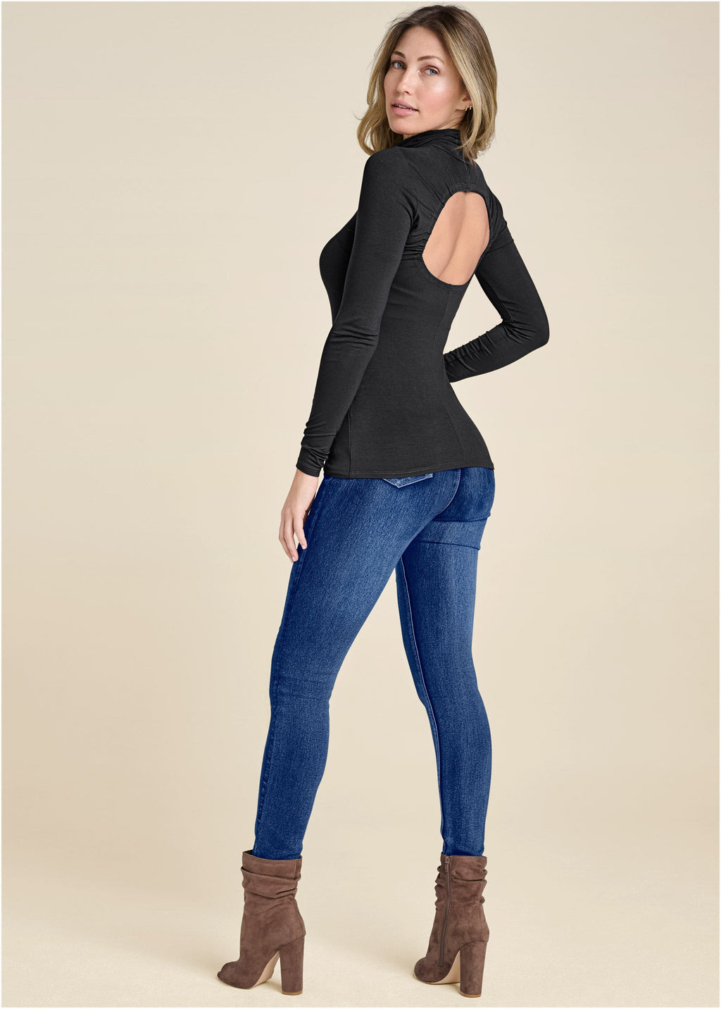 Back Cut-Out Casual Top - Black