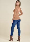 Back Cut-Out Casual Top - Camel