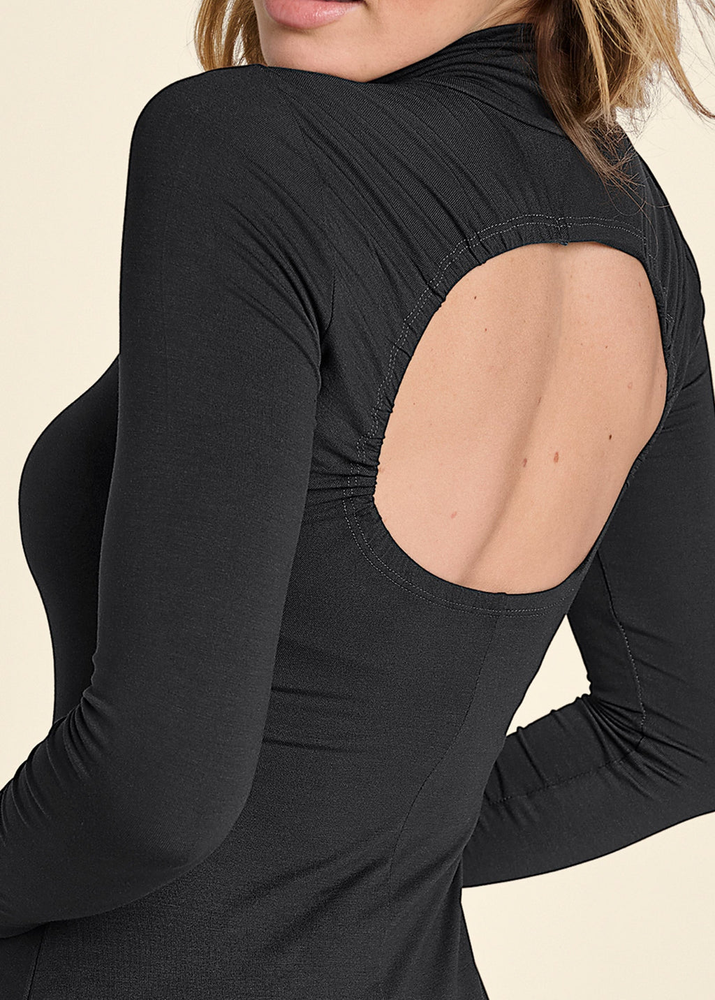 Back Cut-Out Casual Top - Black