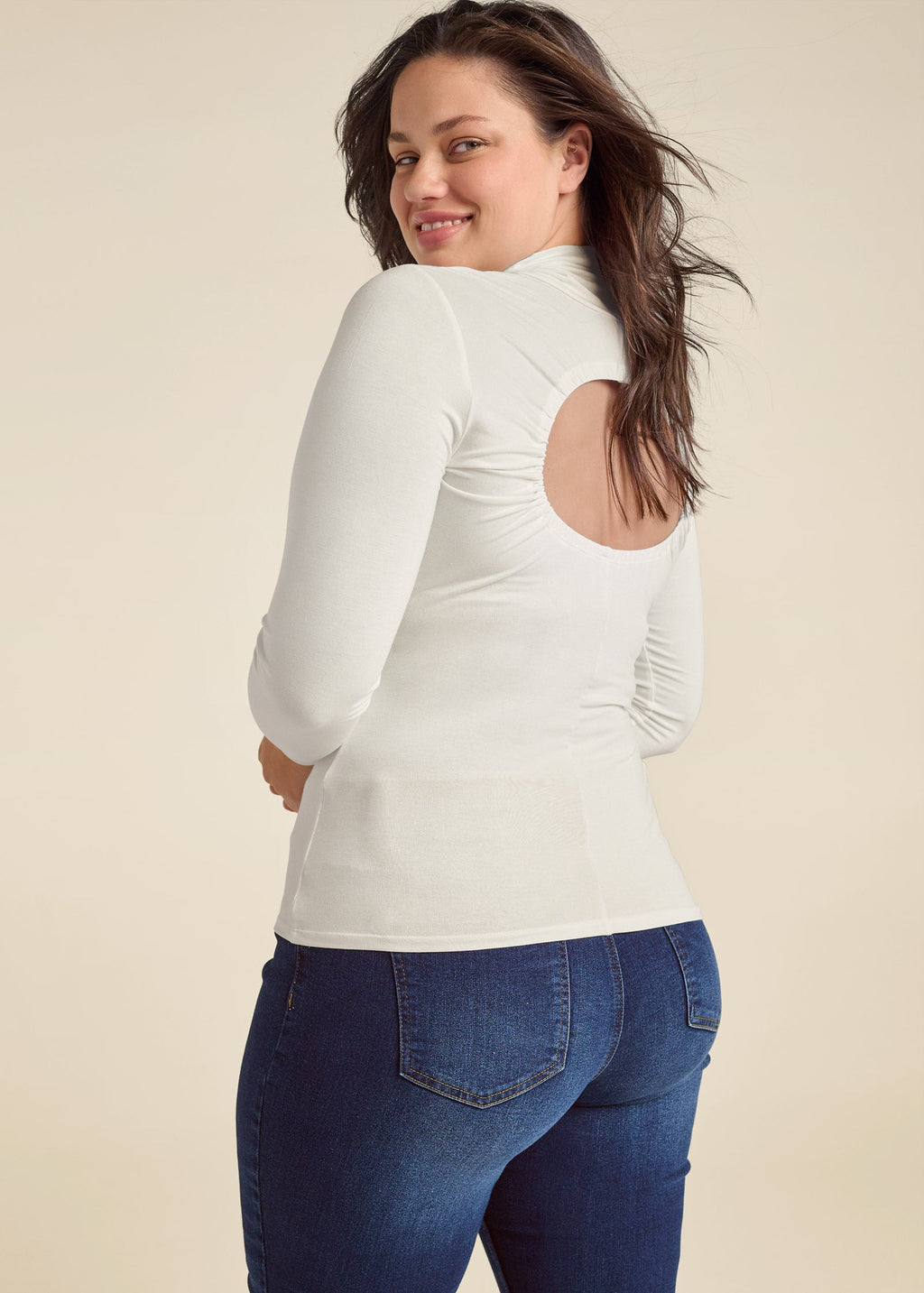 Back Cut-Out Casual Top - Off White