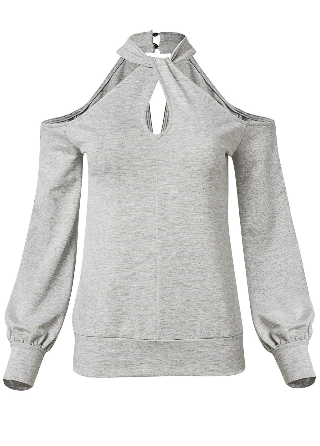 Keyhole Embellished Top  - Heather Grey