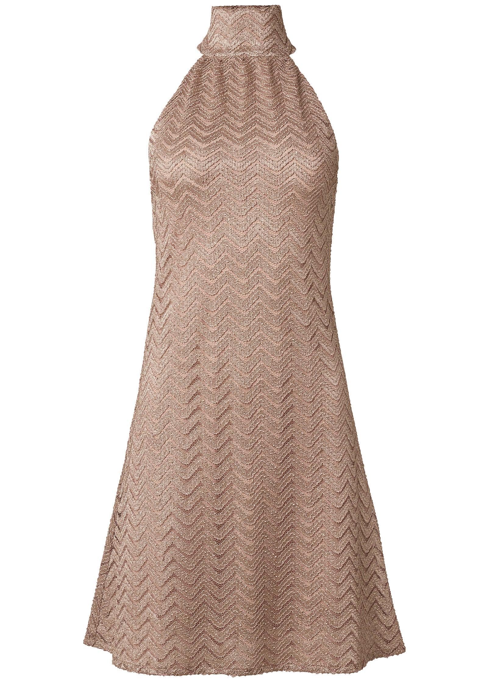 Halter Neck Lace Dress  - Mocha