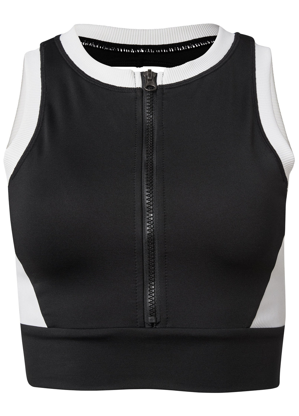 Color Block Active Crop Top - Black & White