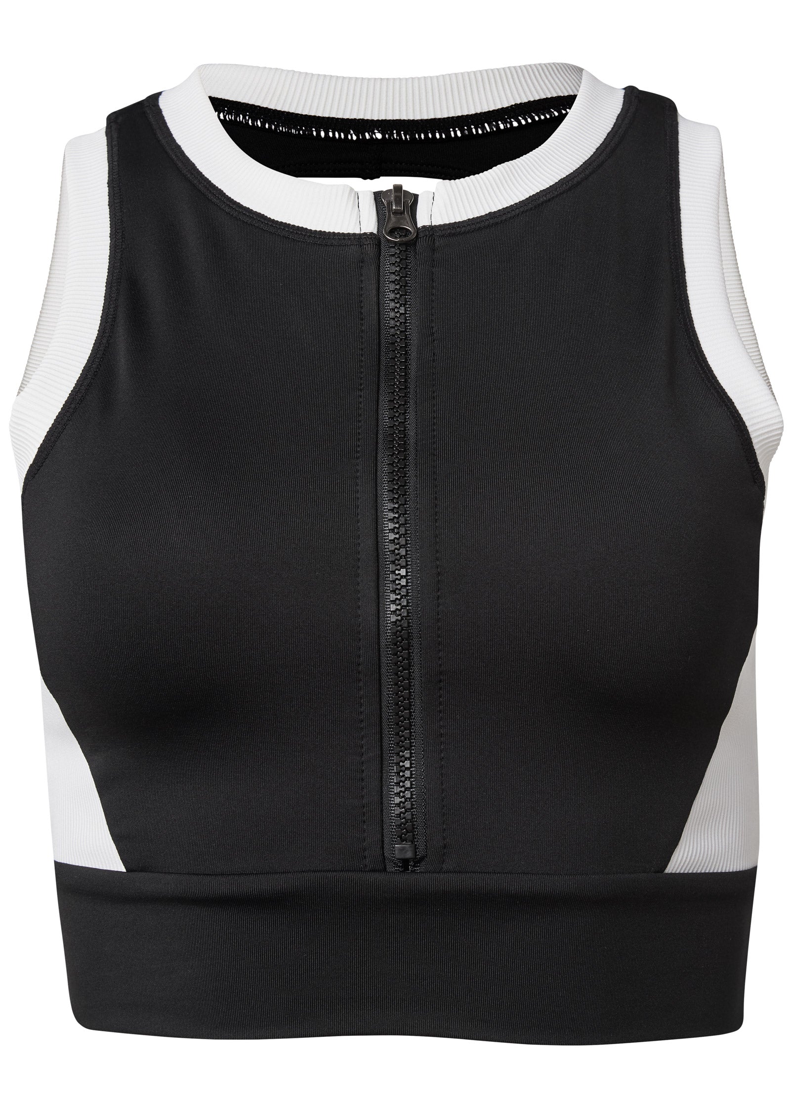 Color Block Active Crop Top - Black & White