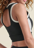 Color Block Active Crop Top - Black & White
