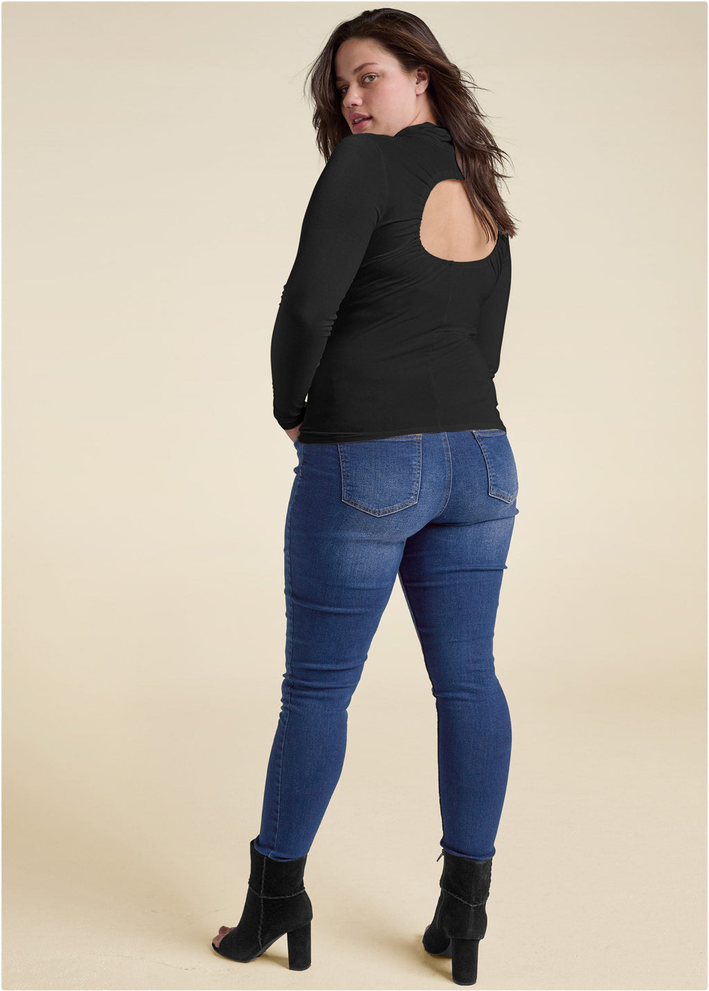 Back Cut-Out Casual Top - Black