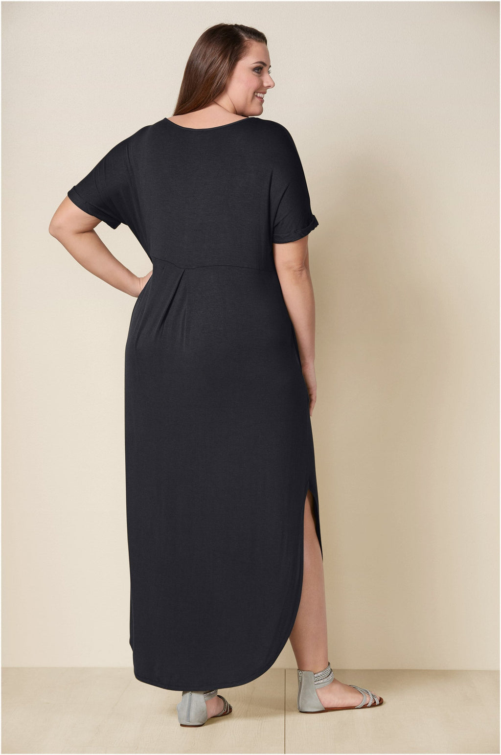 Casual T-Shirt Maxi Dress - Black
