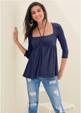 Babydoll Halter-Tie Top - Navy