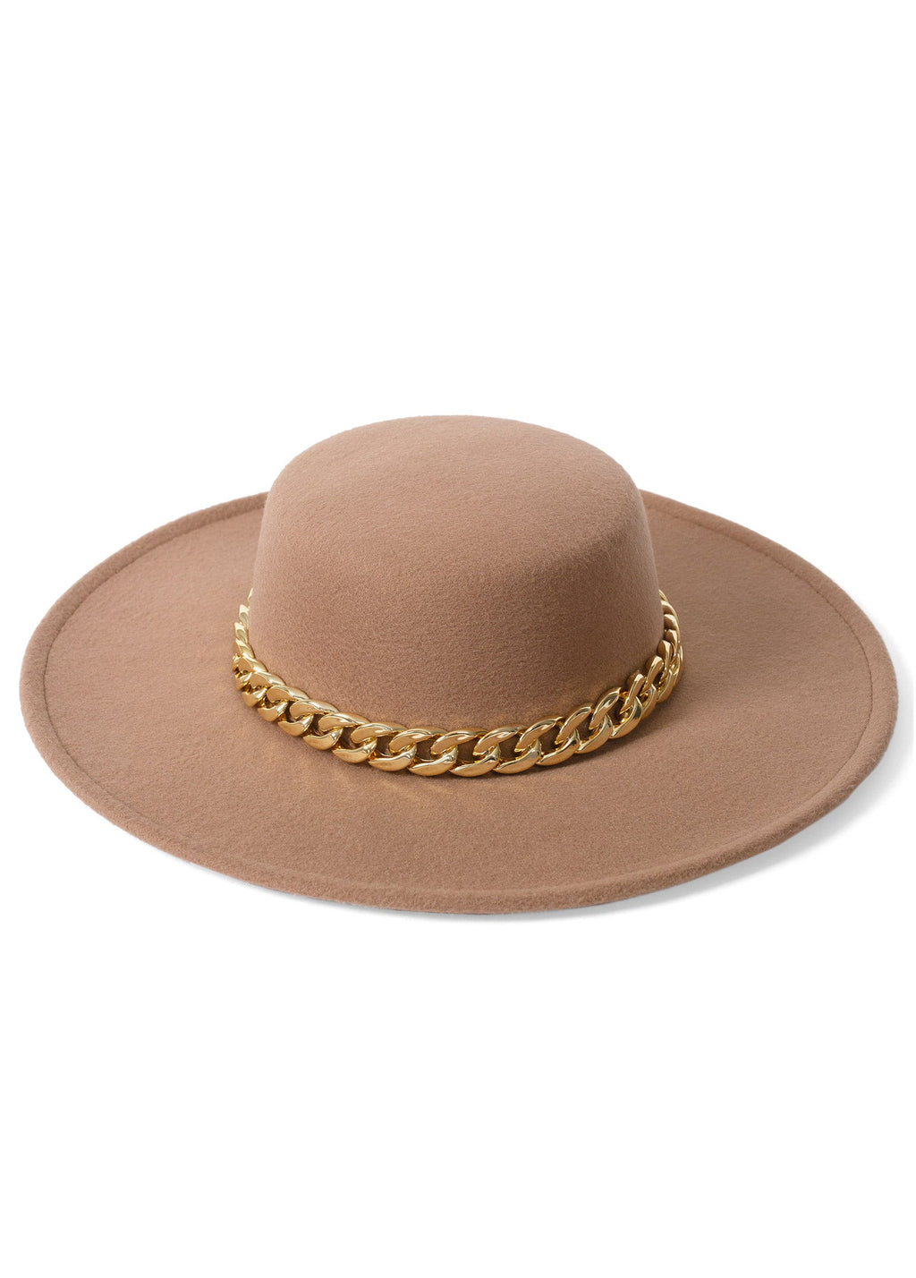 Chain Detail Fedora - Light Brown
