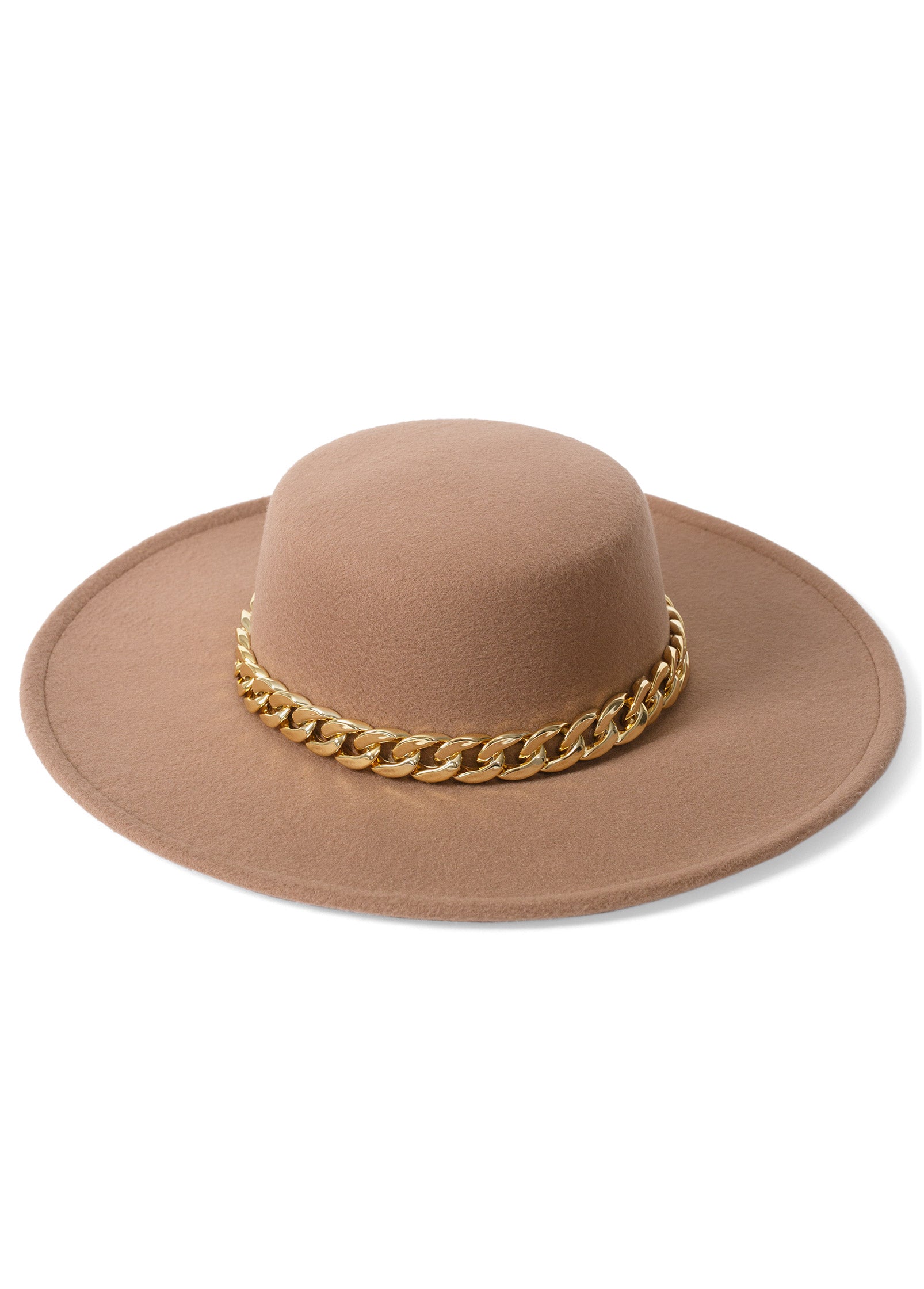 Chain Detail Fedora - Light Brown
