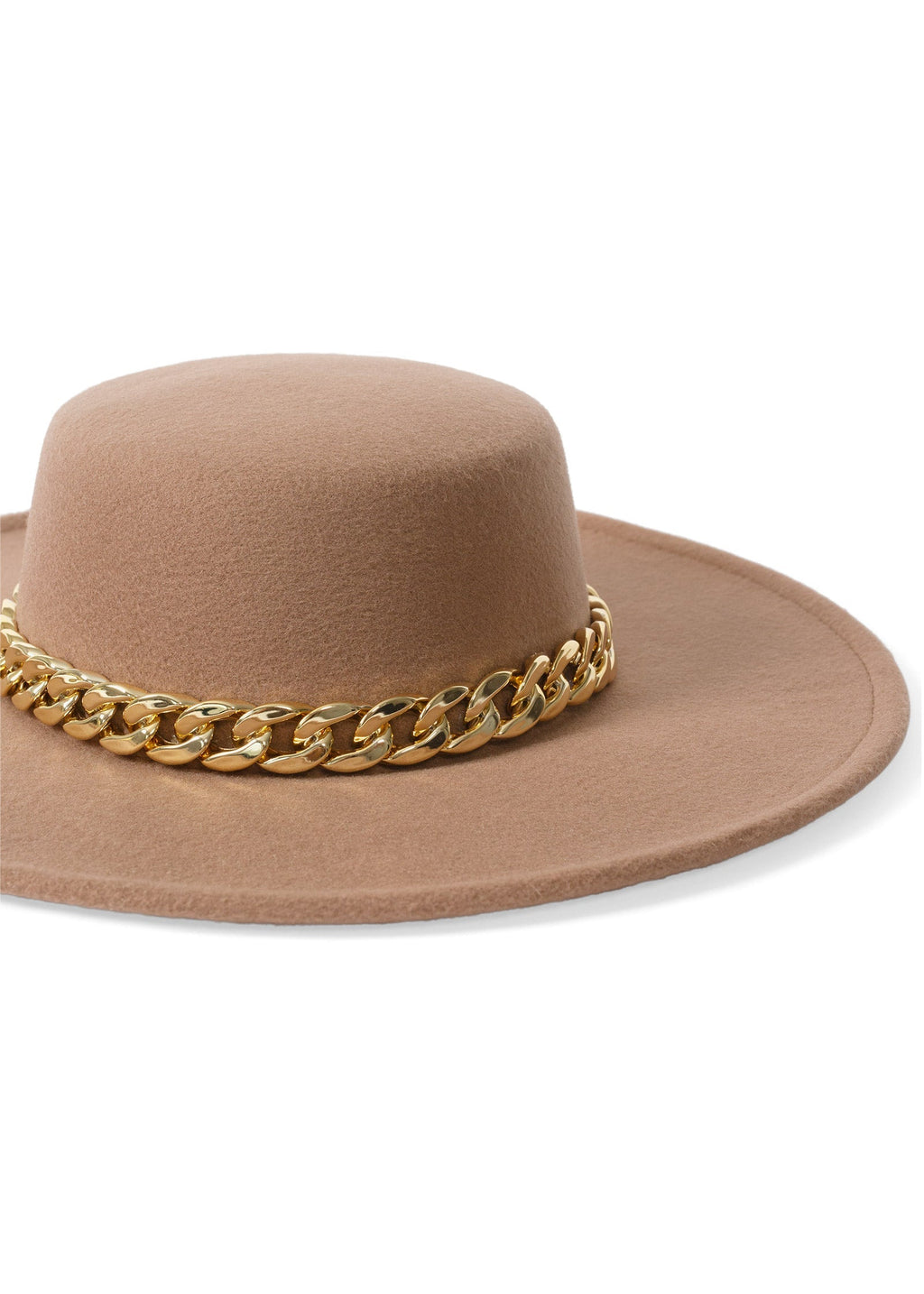 Chain Detail Fedora - Light Brown