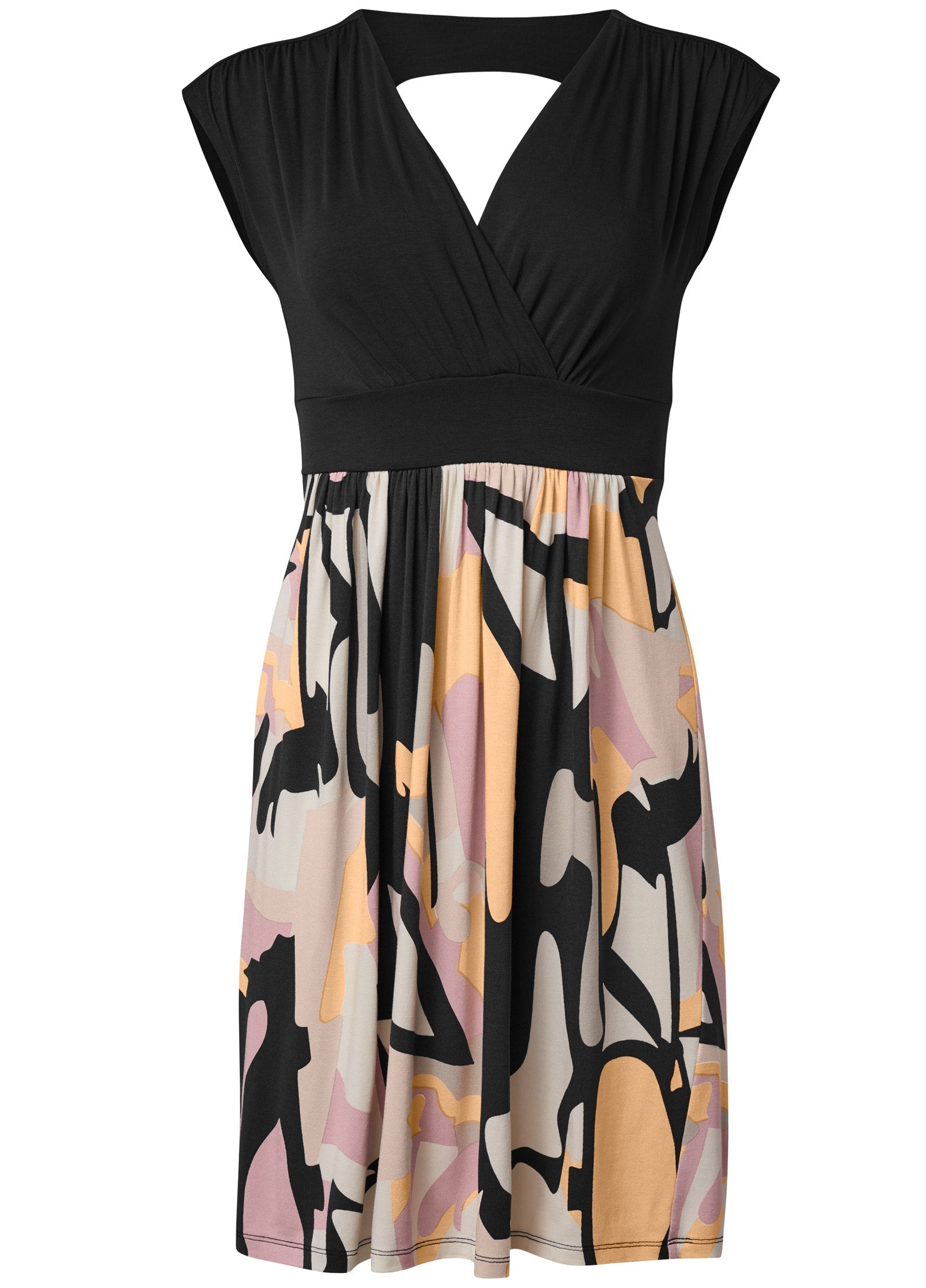 Abstract Print Dress  - Navy Multi