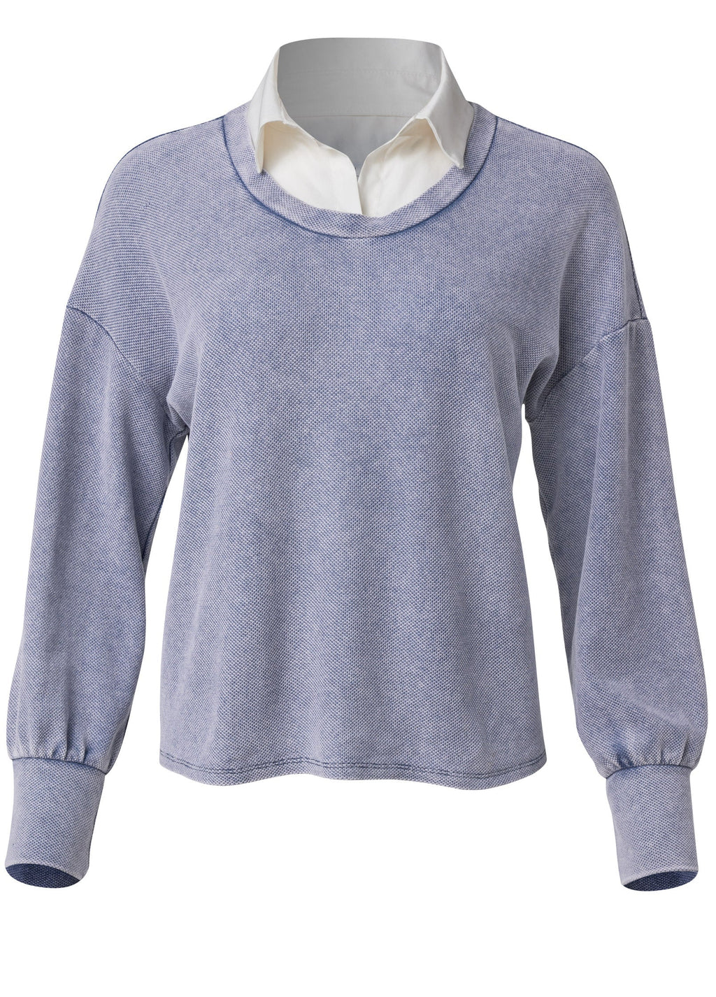 Washed Collar Lounge Top - Dark Blue